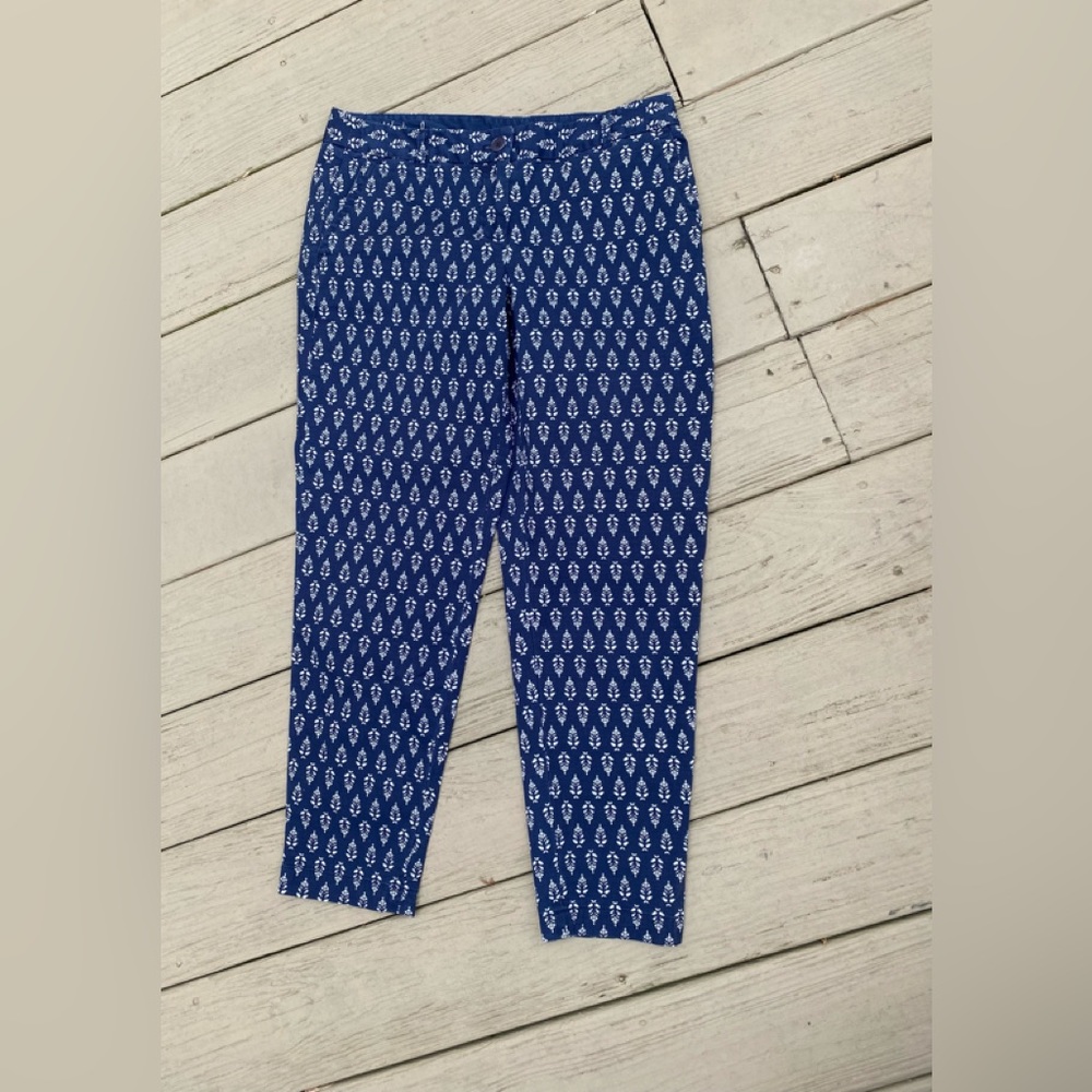 Talbots - The Weekend Chino blue/white pattern low rise crop pants, Size: 4P